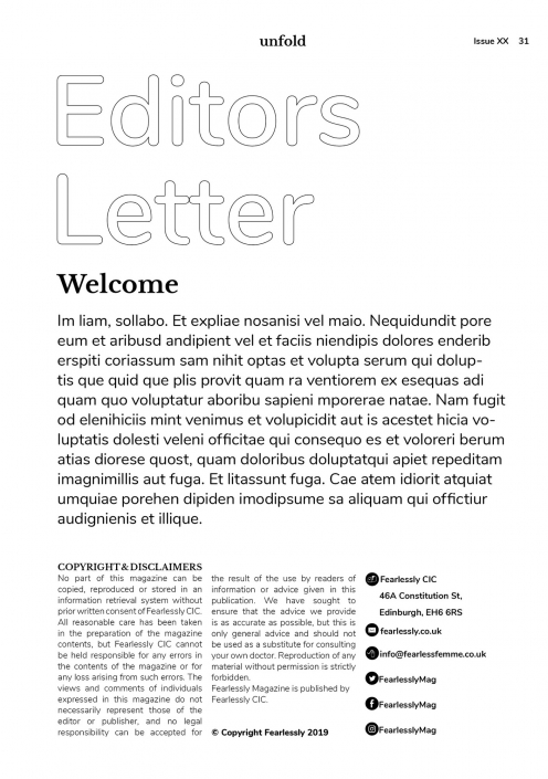 Editors Letter, magazine design layout experimentation | By Ida Henrich
