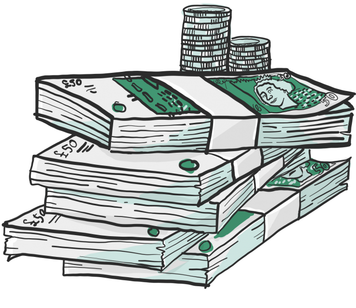 A vector illustration of stack of money for Project 2035 | Illustration and Art Direction by Ida Henrich