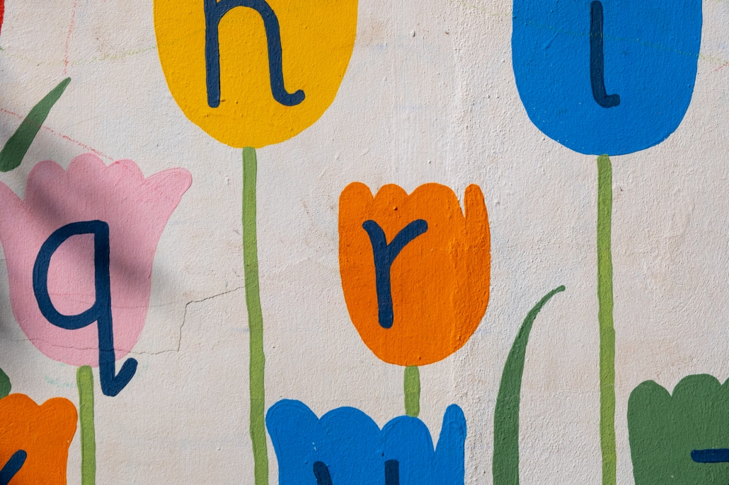 Tulip flower alphabet at Whiteinch Nursery by Ida Henrich